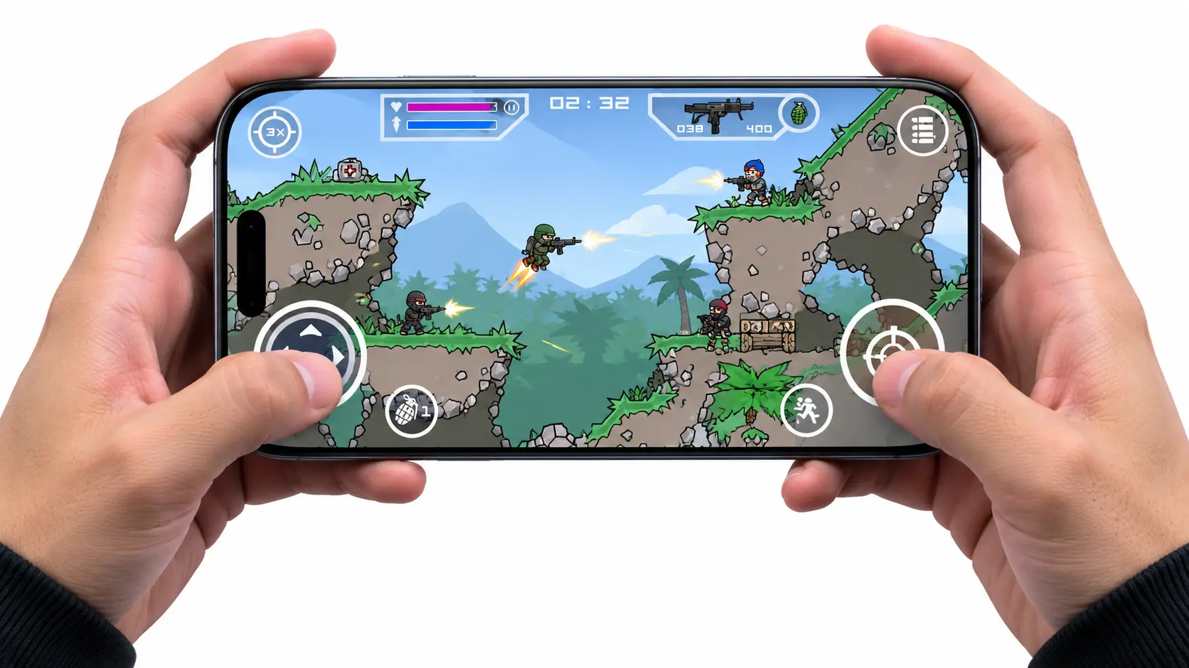 Mini Militia running on iPhone with official iOS gameplay