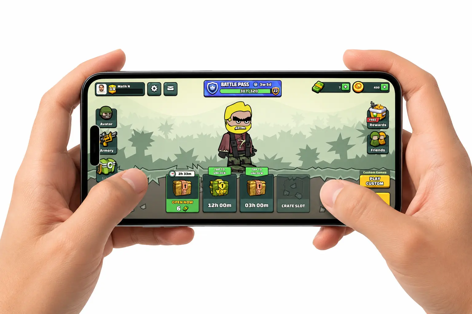 Mini Militia gameplay on iPhone showing multiplayer battle